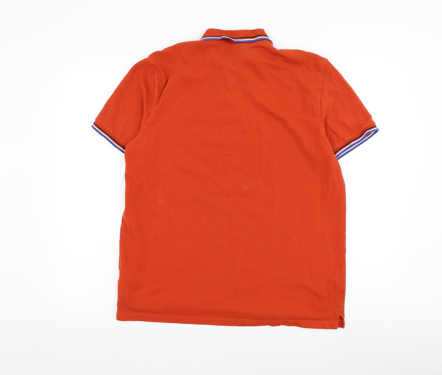 NEXT Mens Orange Cotton Polo Size L Collared Pullover
