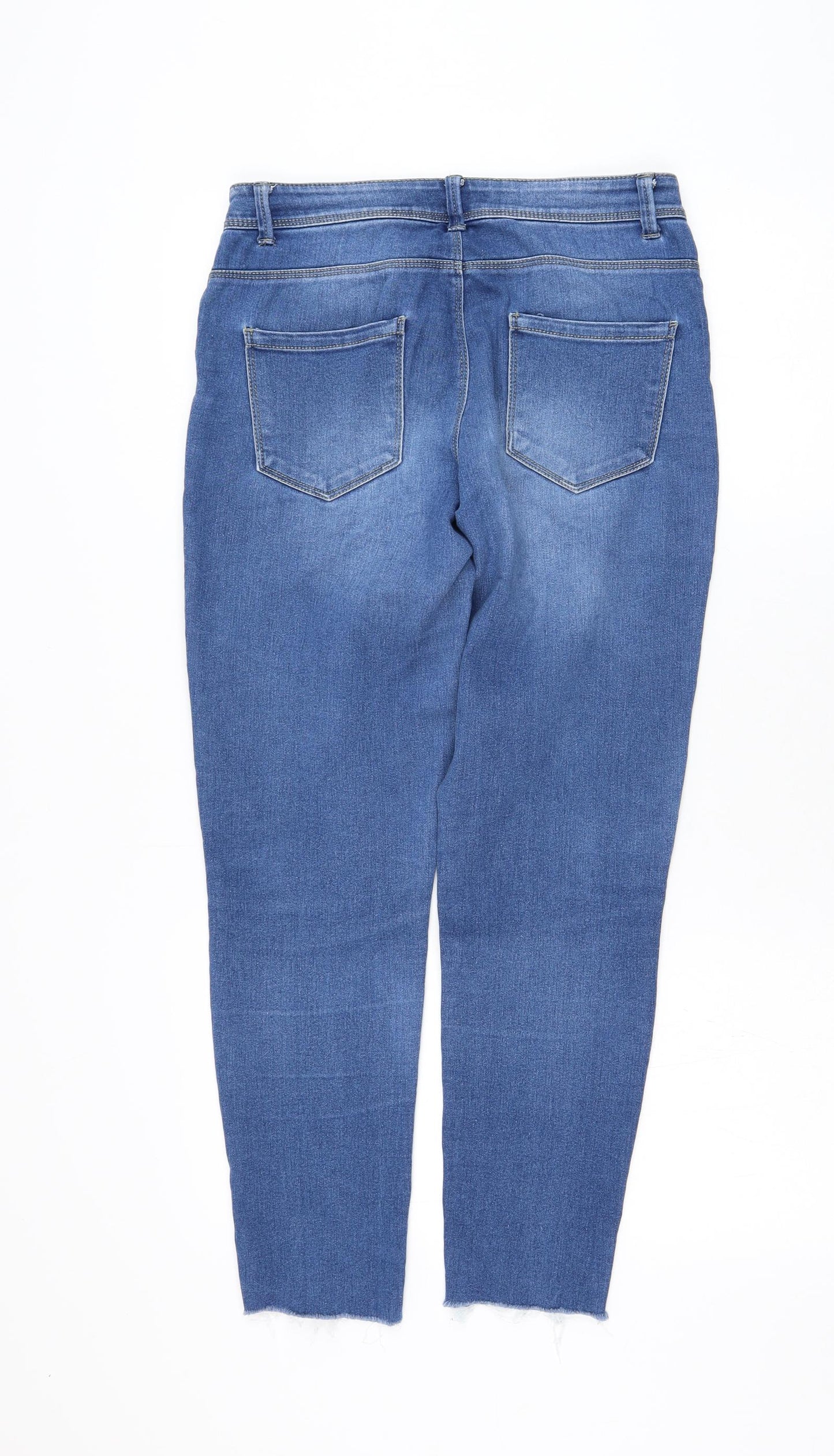 Primark Womens Blue Cotton Straight Jeans Size 10 L27 in Regular Zip