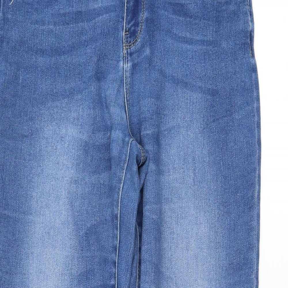 Primark Womens Blue Cotton Straight Jeans Size 10 L27 in Regular Zip