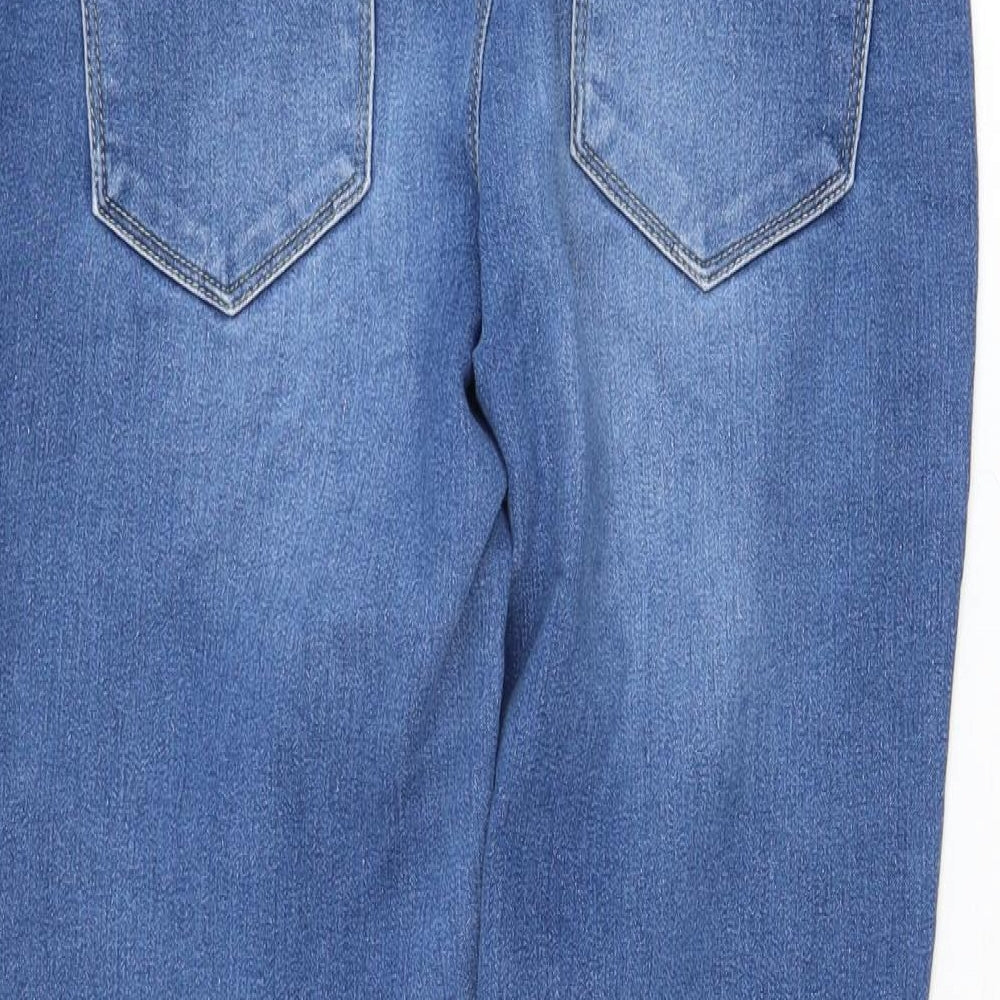 Primark Womens Blue Cotton Straight Jeans Size 10 L27 in Regular Zip