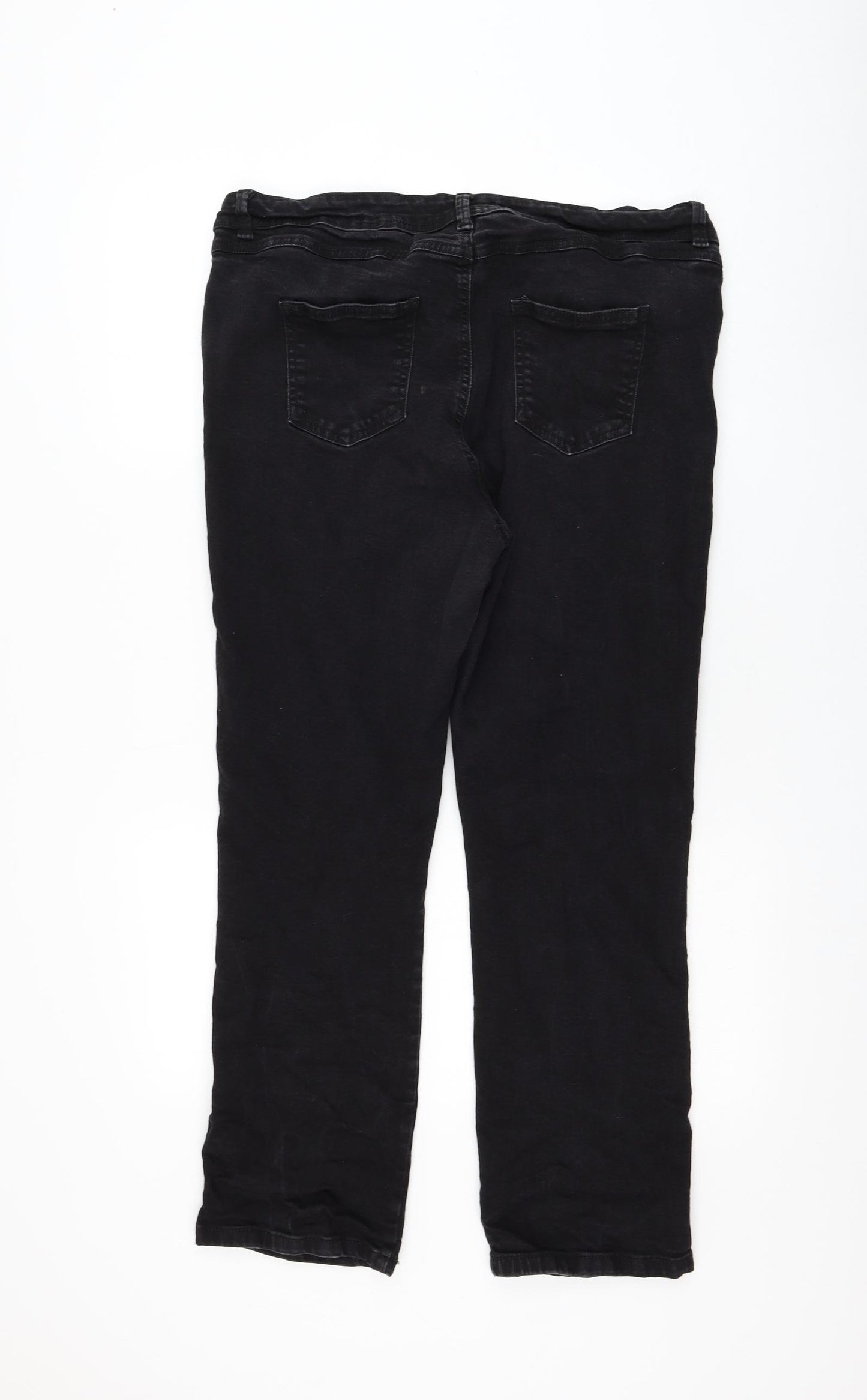 Evans Womens Black Cotton Straight Jeans Size 20 L27 in Regular Zip