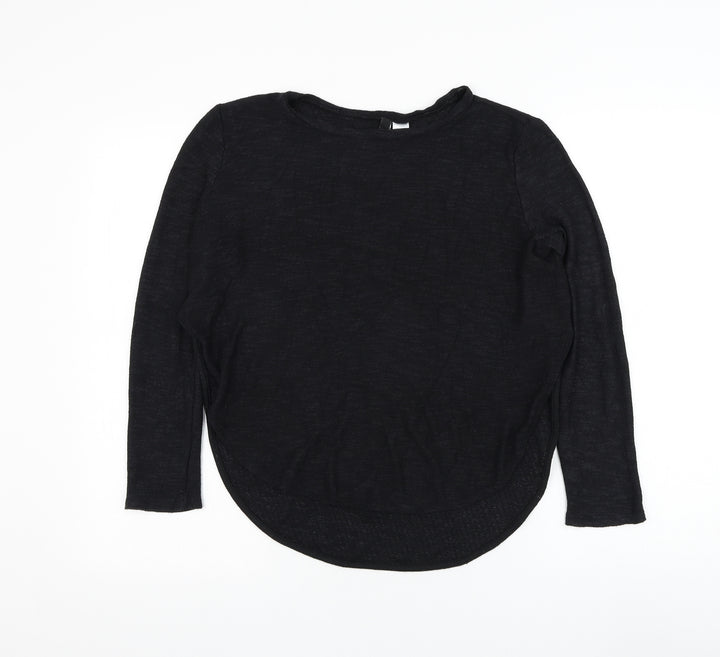 H&M Womens Black Round Neck Viscose Pullover Jumper Size S