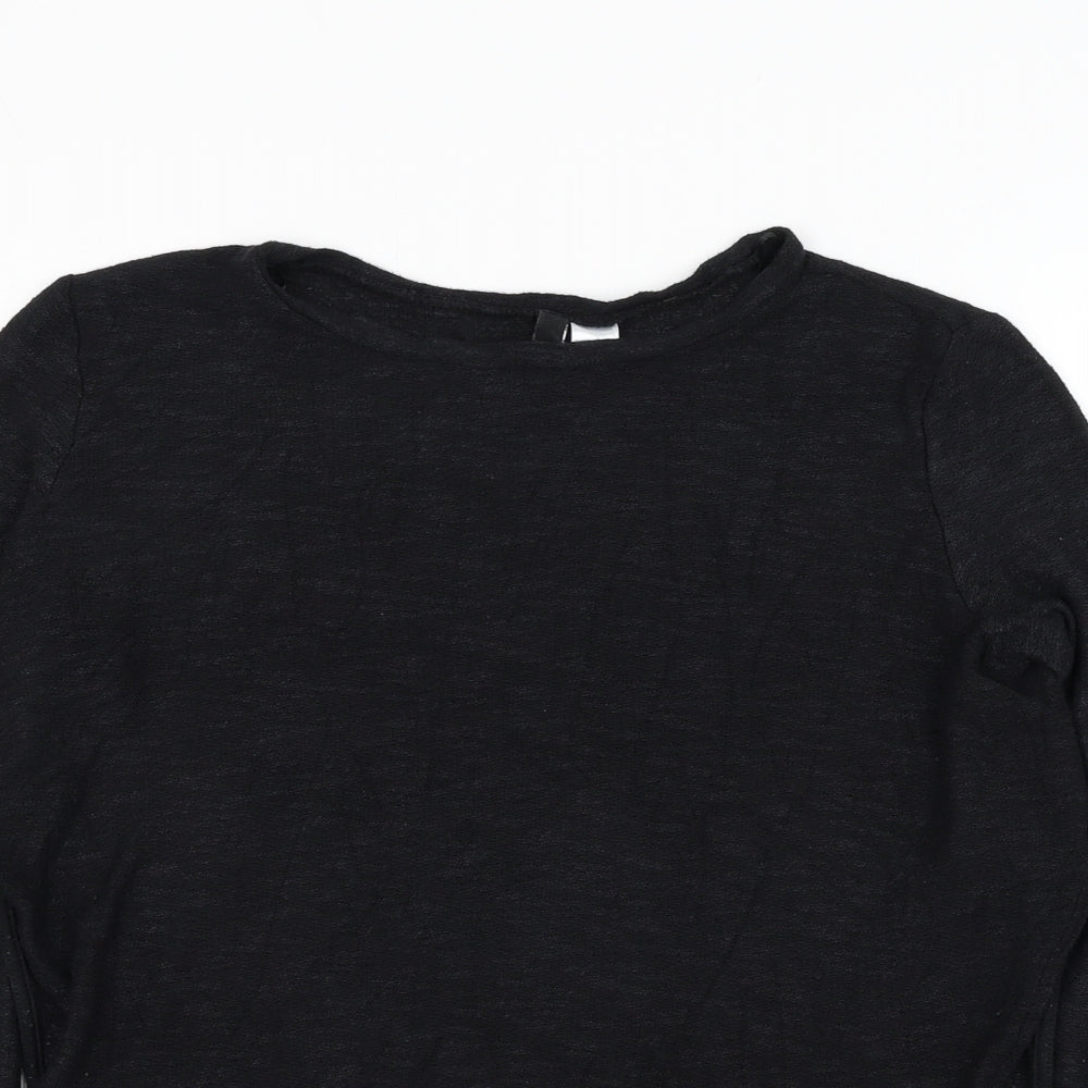 H&M Womens Black Round Neck Viscose Pullover Jumper Size S