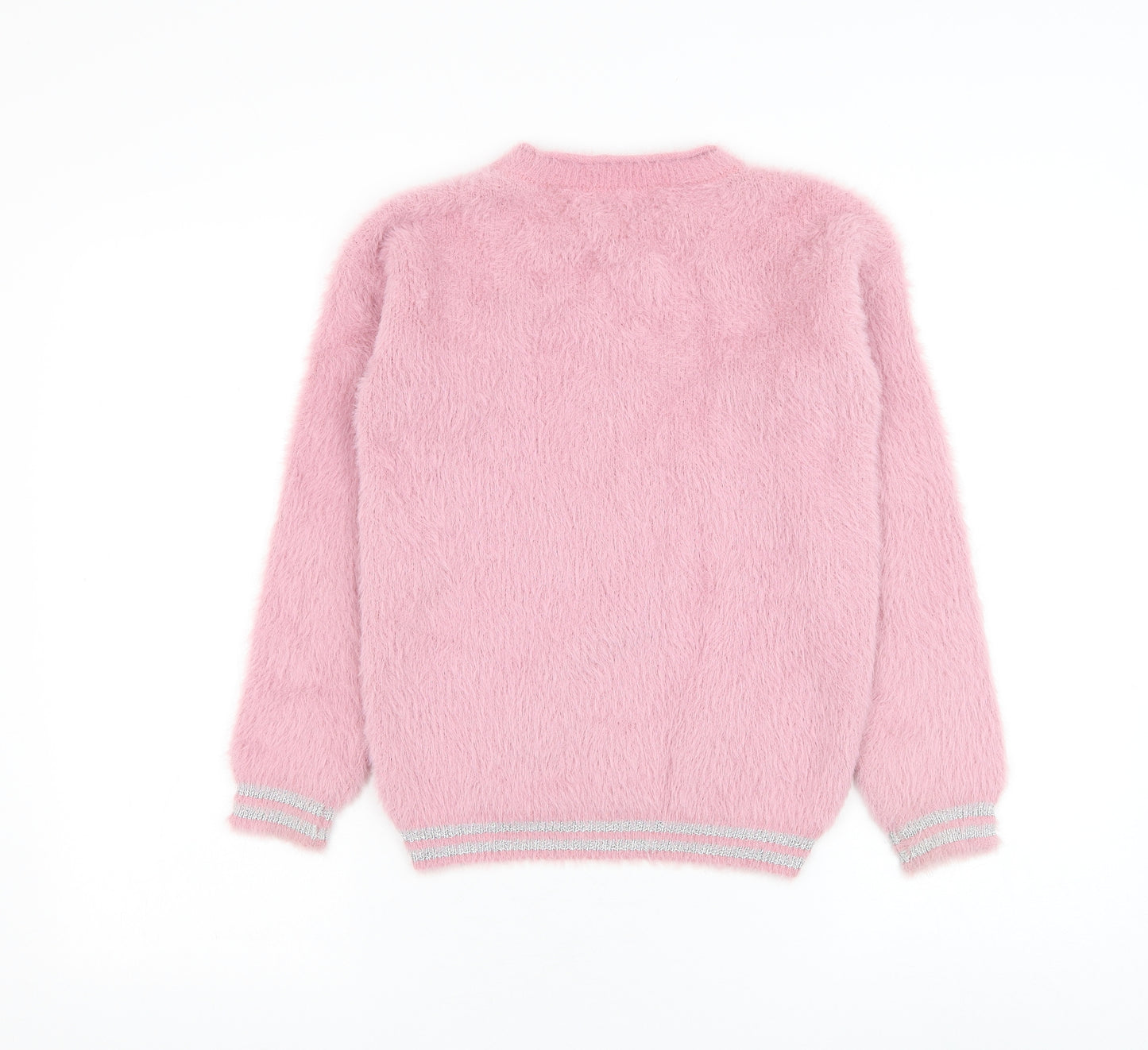 Marks and Spencer Girls Pink Round Neck Polyamide Pullover Jumper Size 10-11 Years Pullover - Unicorn