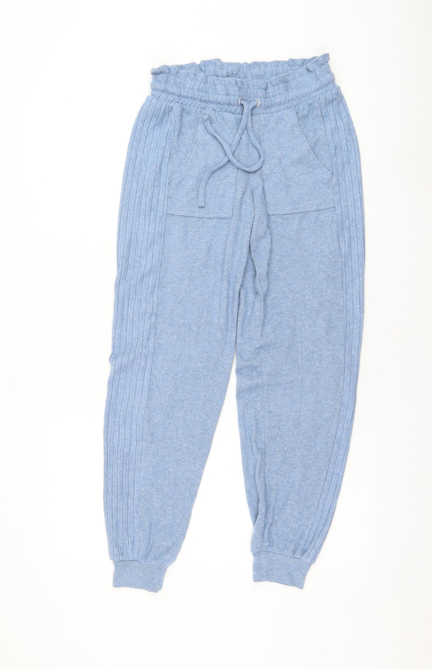 Marks and Spencer Womens Blue Viscose Jogger Trousers Size 6 L28 in Regular Drawstring - Loungewear