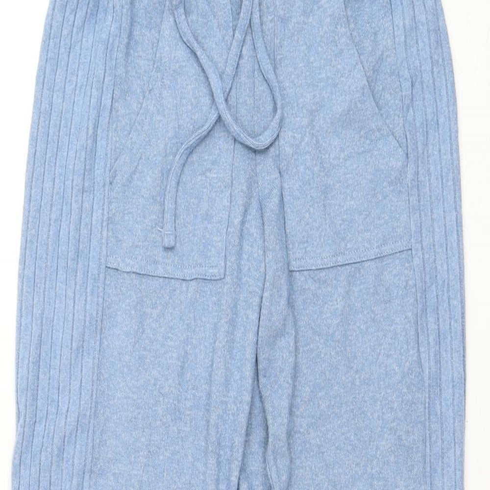 Marks and Spencer Womens Blue Viscose Jogger Trousers Size 6 L28 in Regular Drawstring - Loungewear