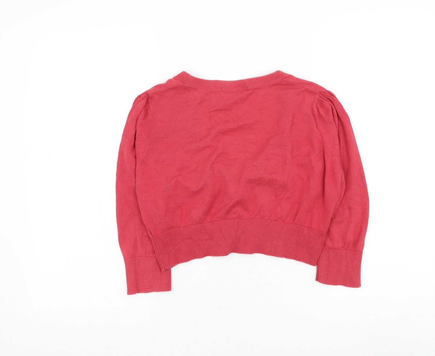 Marks and Spencer Womens Red Square Neck Cotton Cardigan Jumper Size 14