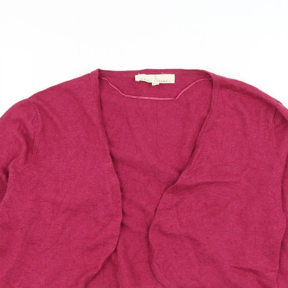 Seasalt Womens Pink Square Neck Cotton Cardigan Jumper Size 14