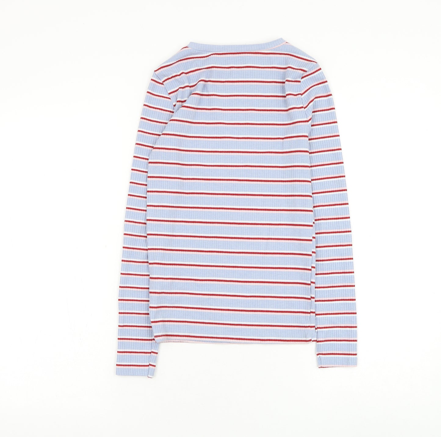 New Look Womens Blue Round Neck Striped Polyester Pullover Jumper Size 8