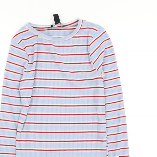 New Look Womens Blue Round Neck Striped Polyester Pullover Jumper Size 8
