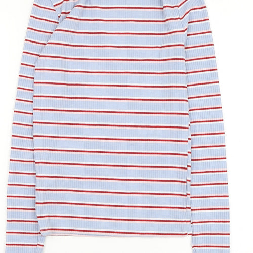 New Look Womens Blue Round Neck Striped Polyester Pullover Jumper Size 8