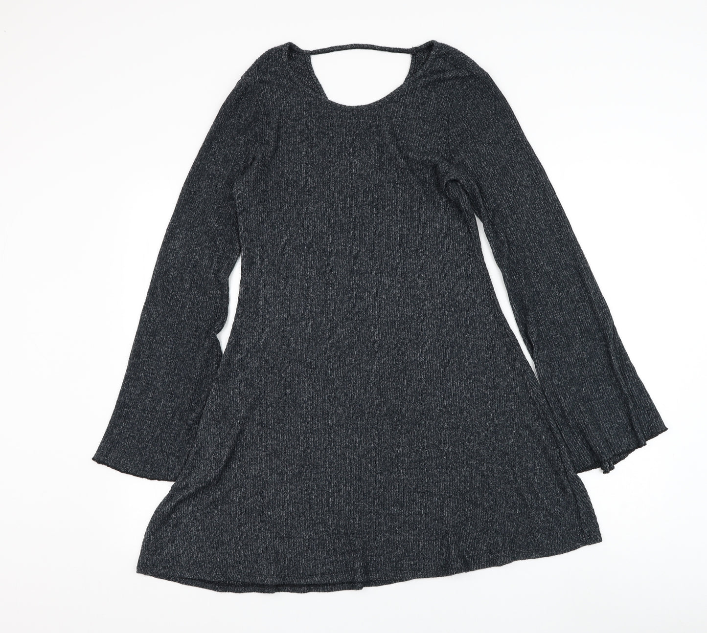 Abercrombie & Fitch Womens Grey Polyester Skater Dress Size L Round Neck Pullover