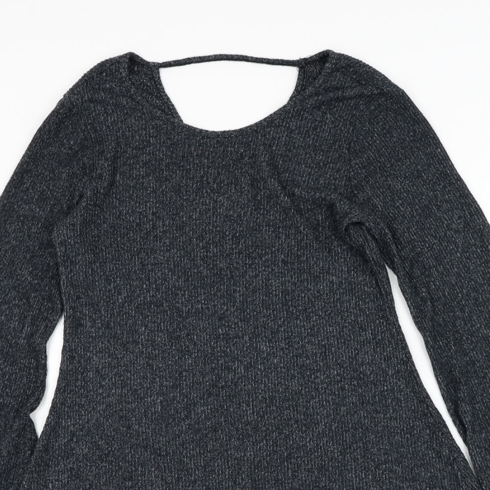 Abercrombie & Fitch Womens Grey Polyester Skater Dress Size L Round Neck Pullover