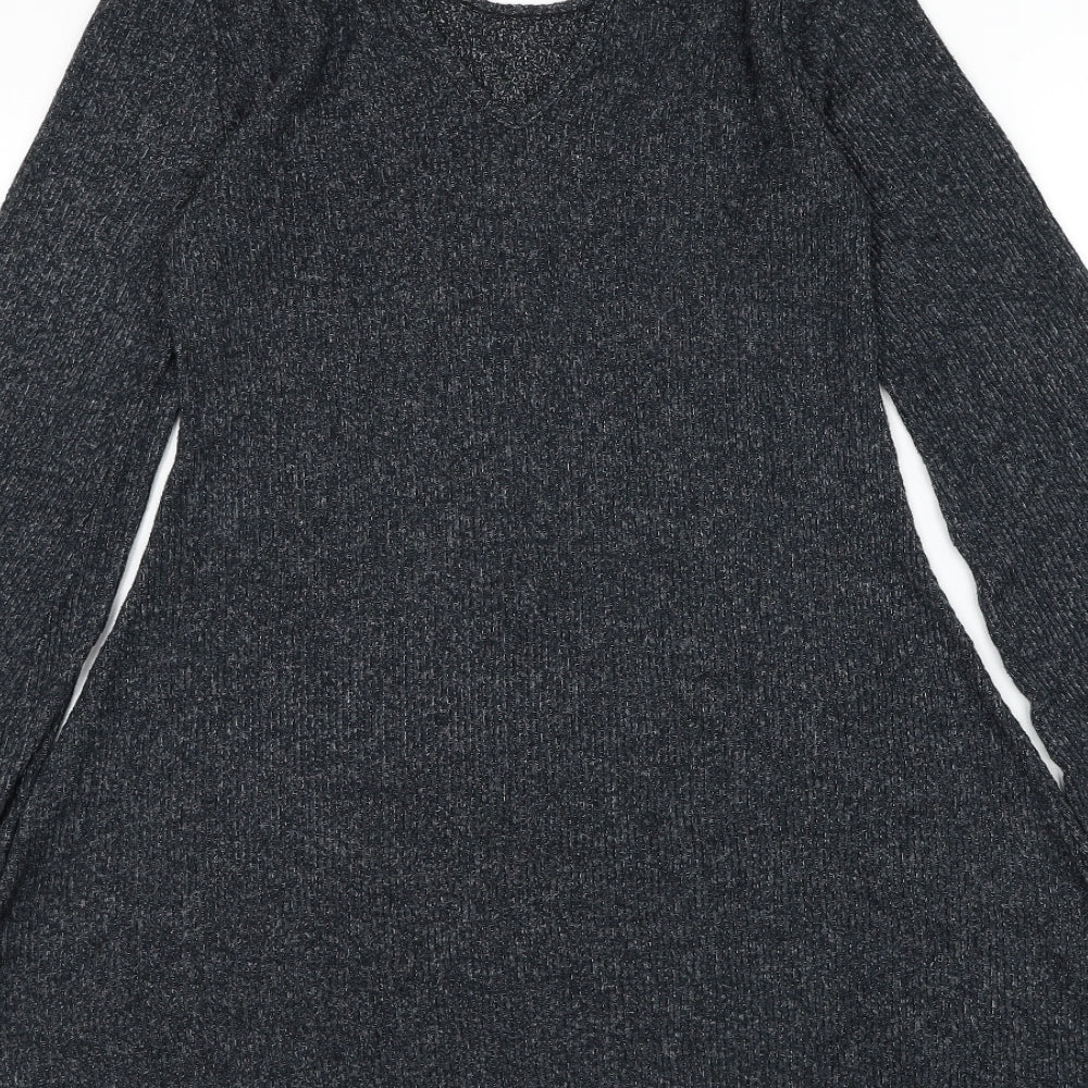 Abercrombie & Fitch Womens Grey Polyester Skater Dress Size L Round Neck Pullover