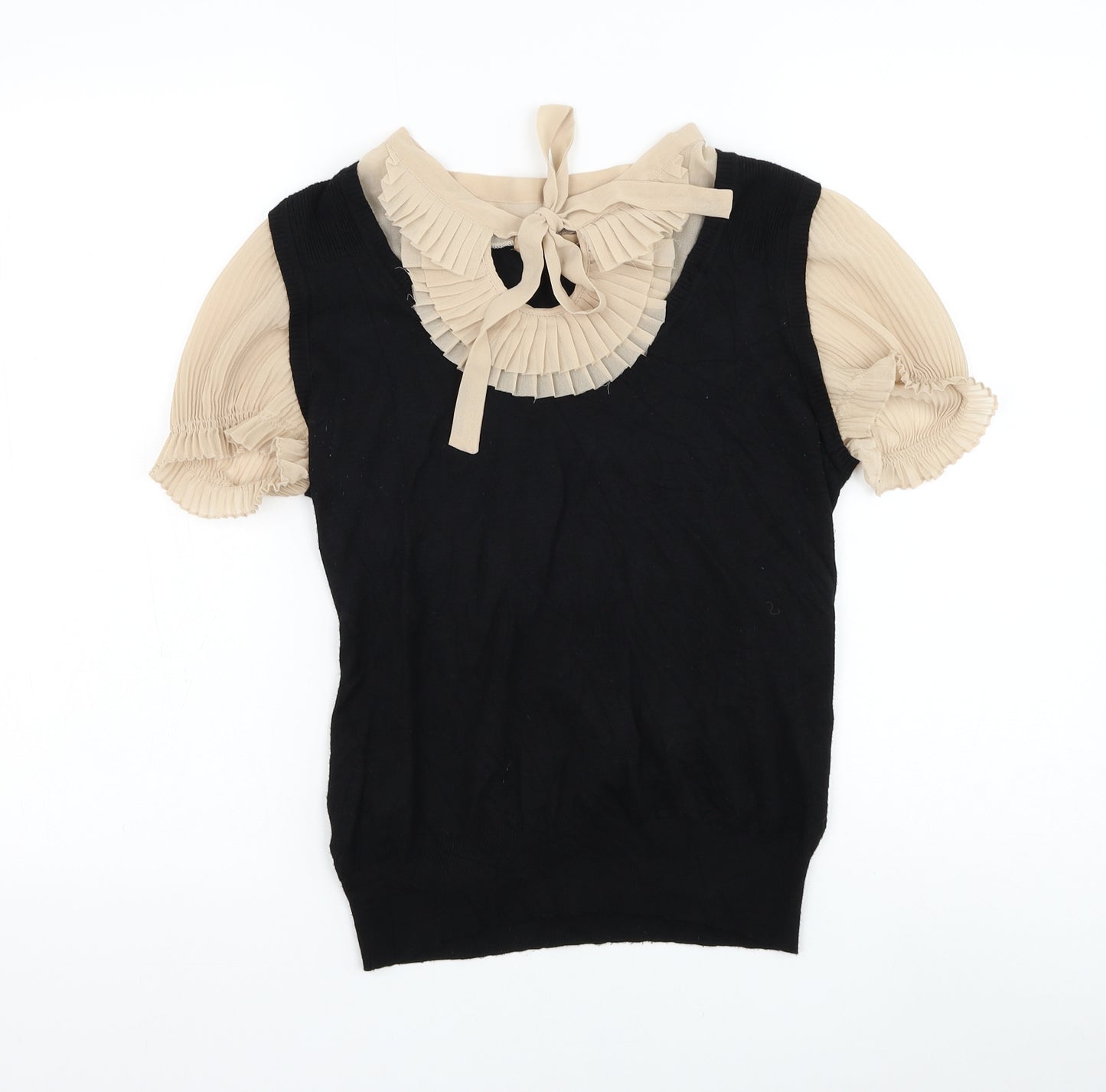 NEXT Womens Black Round Neck Viscose Pullover Jumper Size 12