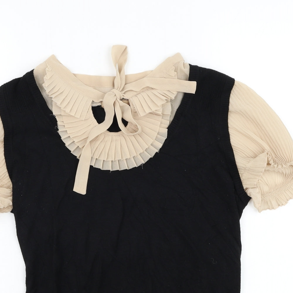 NEXT Womens Black Round Neck Viscose Pullover Jumper Size 12
