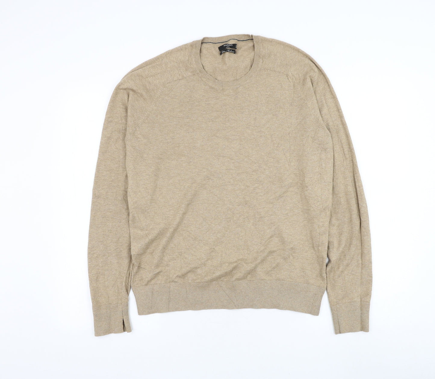 Mango Mens Brown Round Neck Polyester Pullover Jumper Size L