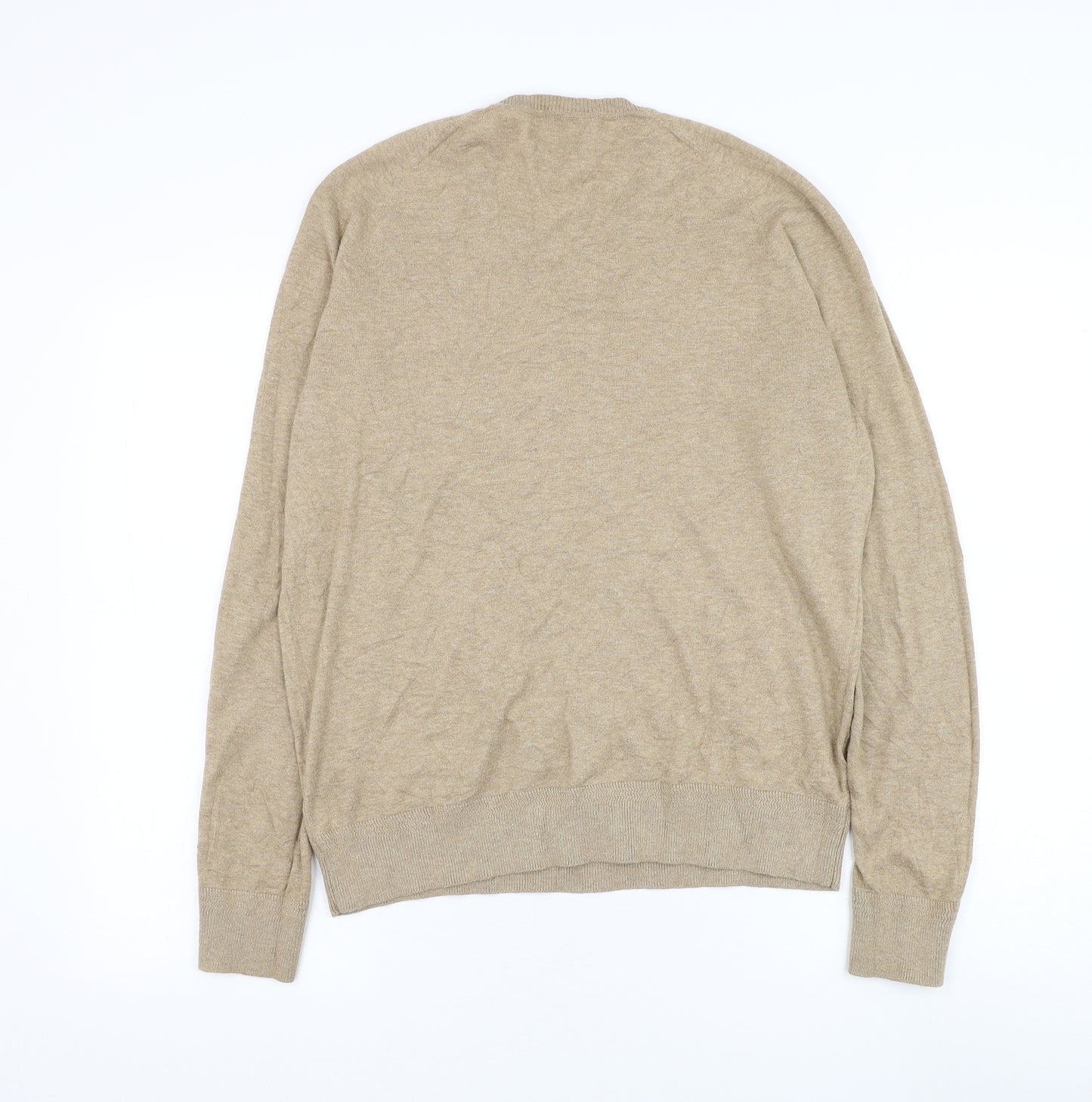 Mango Mens Brown Round Neck Polyester Pullover Jumper Size L