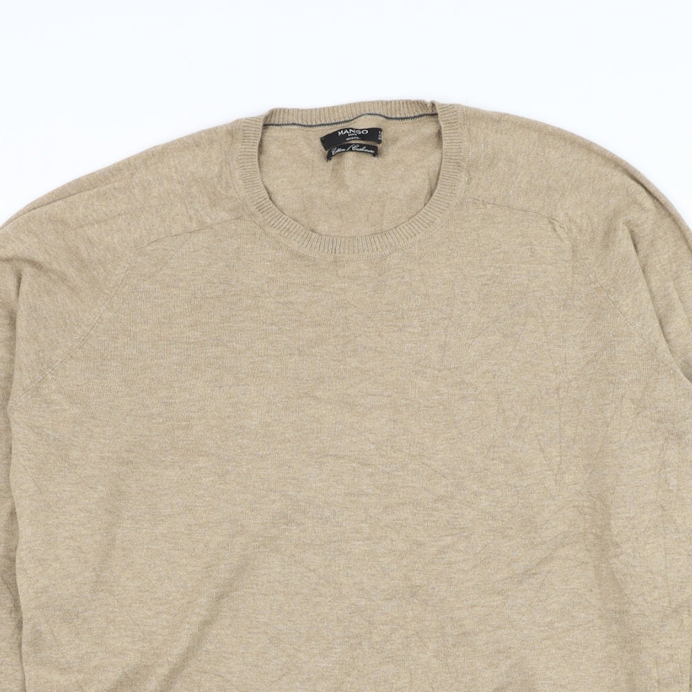 Mango Mens Brown Round Neck Polyester Pullover Jumper Size L
