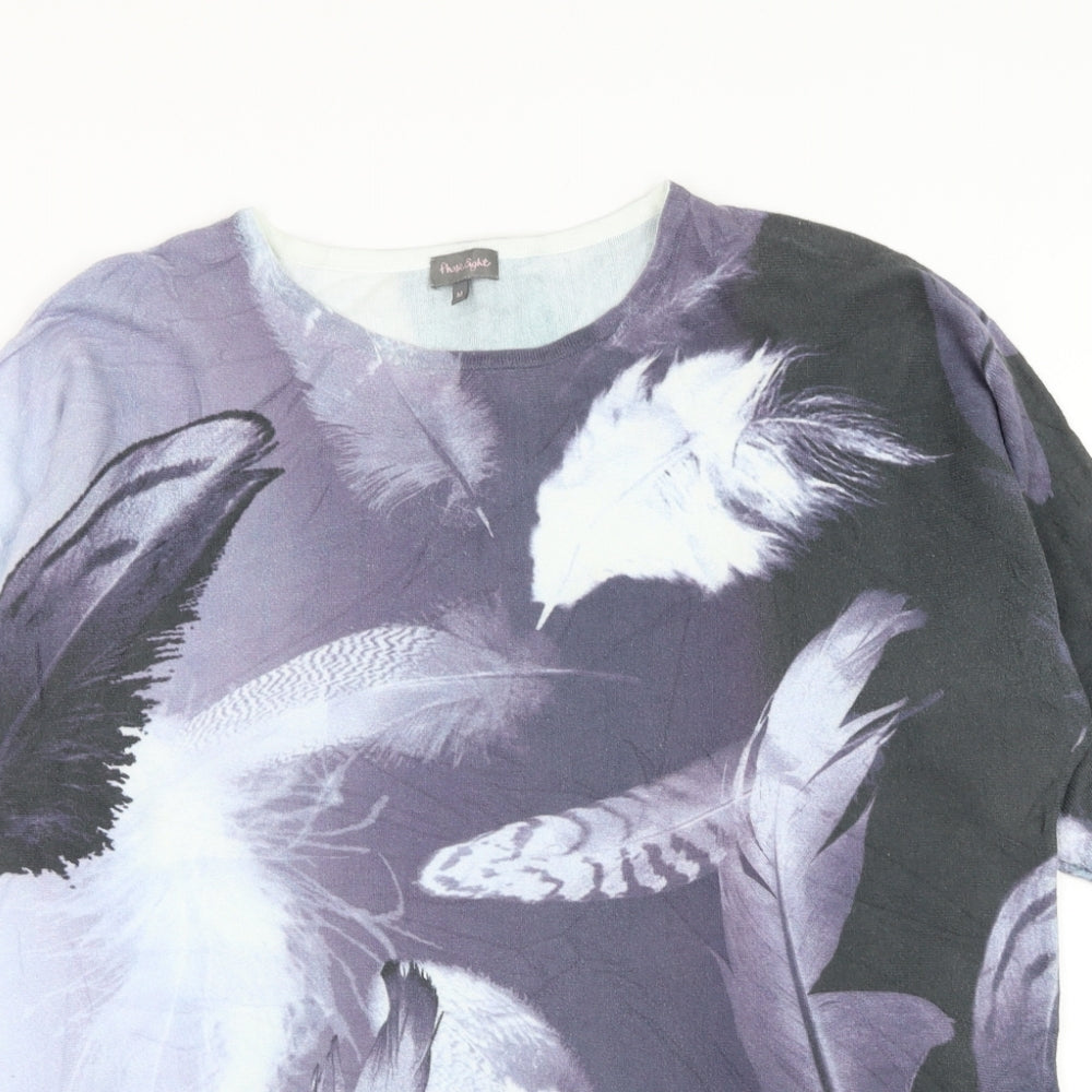 Phase Eight Womens Blue Round Neck Polyester Pullover Jumper Size M - Feather
