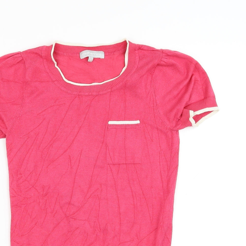 Debenhams Womens Pink Round Neck Viscose Pullover Jumper Size 8