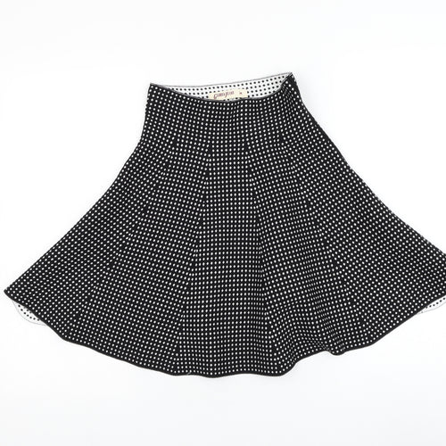 Gloria Jeans Womens Black Geometric Nylon Skater Skirt Size M