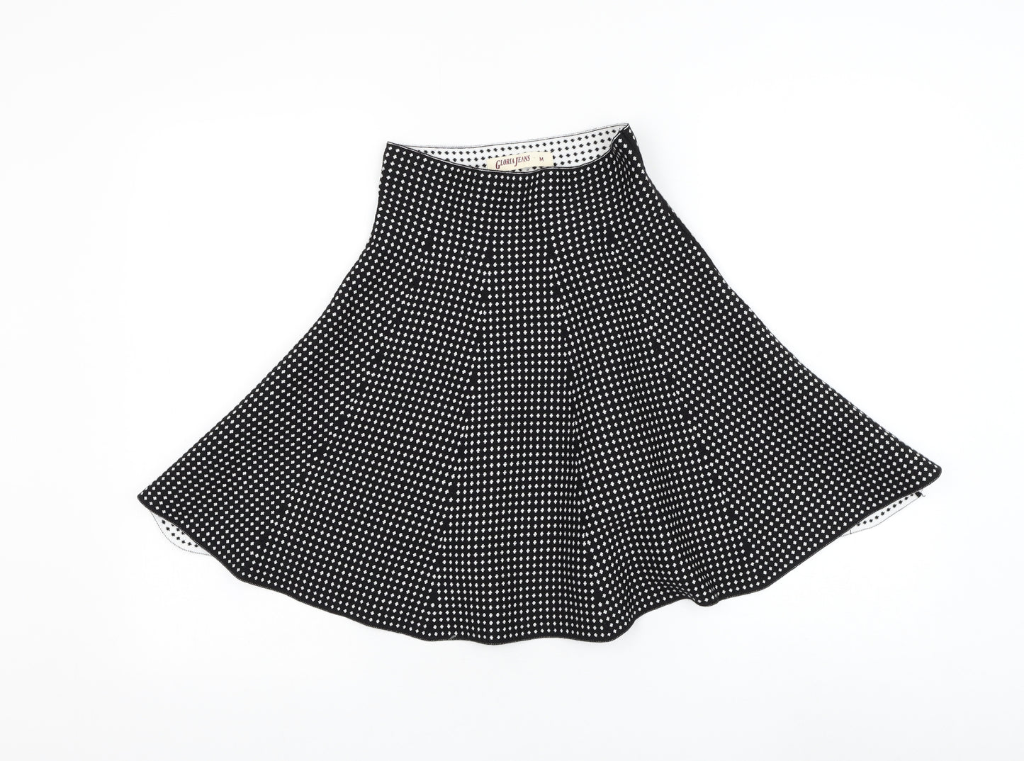 Gloria Jeans Womens Black Geometric Nylon Skater Skirt Size M