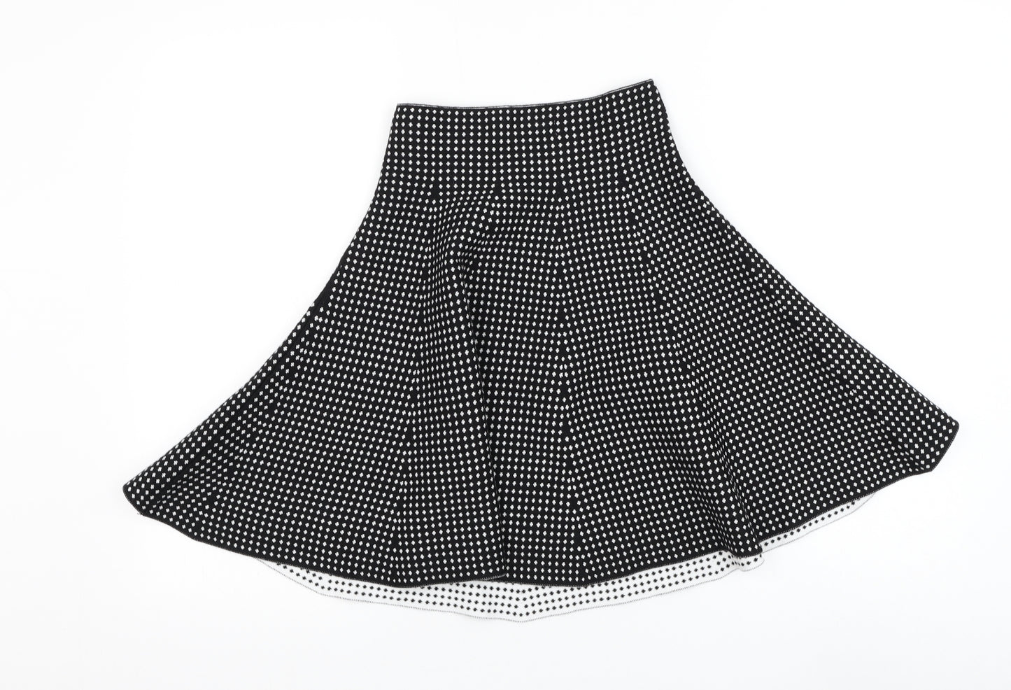 Gloria Jeans Womens Black Geometric Nylon Skater Skirt Size M
