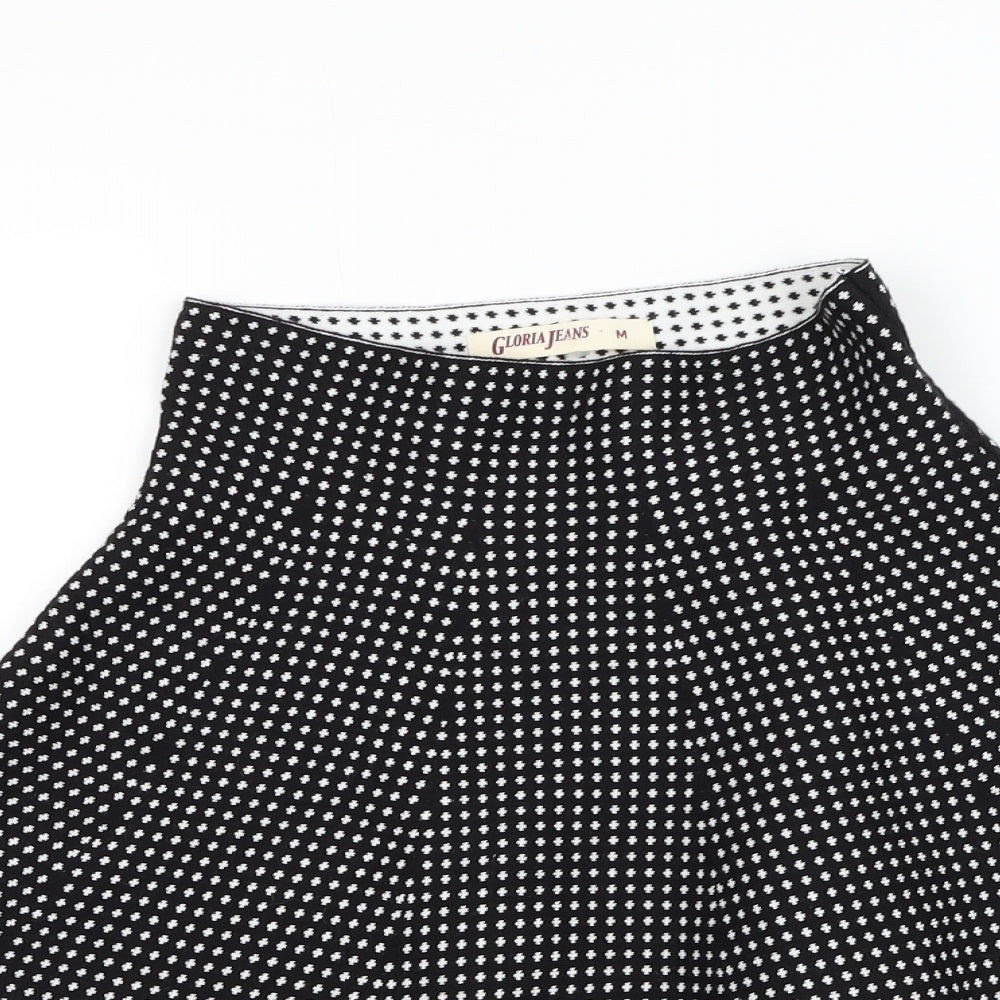 Gloria Jeans Womens Black Geometric Nylon Skater Skirt Size M