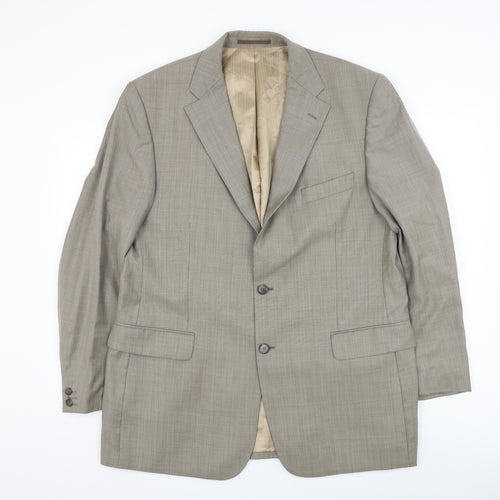 Van Kollem Mens Beige Wool Jacket Suit Jacket Size 44