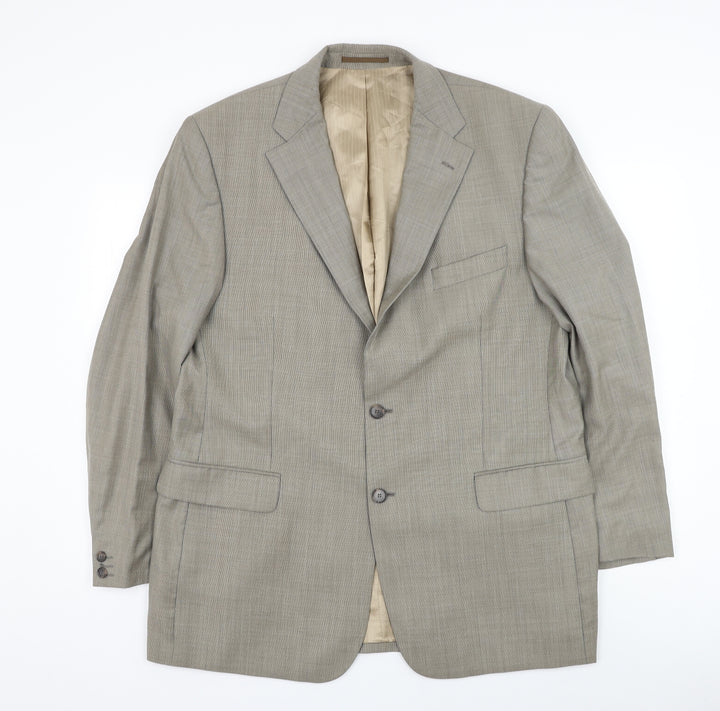 Van Kollem Mens Beige Wool Jacket Suit Jacket Size 44