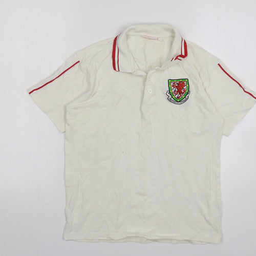 Wales FA Boys White Cotton Basic Polo Size XL Collared - Wales