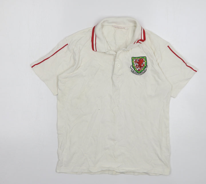 Wales FA Boys White Cotton Basic Polo Size XL Collared - Wales