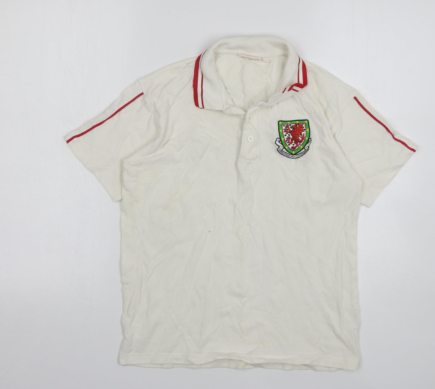 Wales FA Boys White Cotton Basic Polo Size XL Collared - Wales