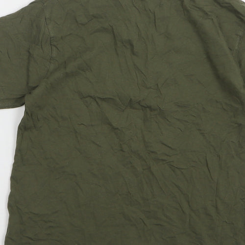 Rebel Boys Green Cotton Basic T-Shirt Size 9-10 Years Round Neck