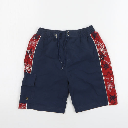 NAF NAF Boys Blue Geometric Polyester Cargo Shorts Size 5-6 Years Regular - Swim Shorts
