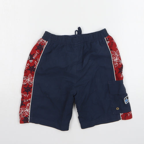NAF NAF Boys Blue Geometric Polyester Cargo Shorts Size 5-6 Years Regular - Swim Shorts