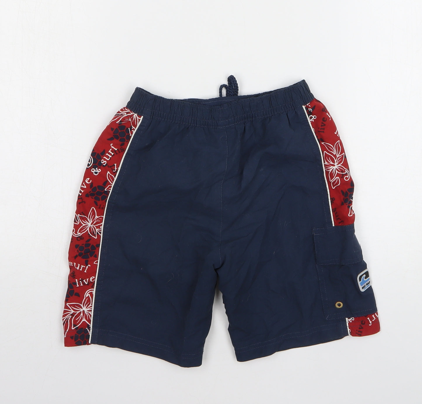 NAF NAF Boys Blue Geometric Polyester Cargo Shorts Size 5-6 Years Regular - Swim Shorts