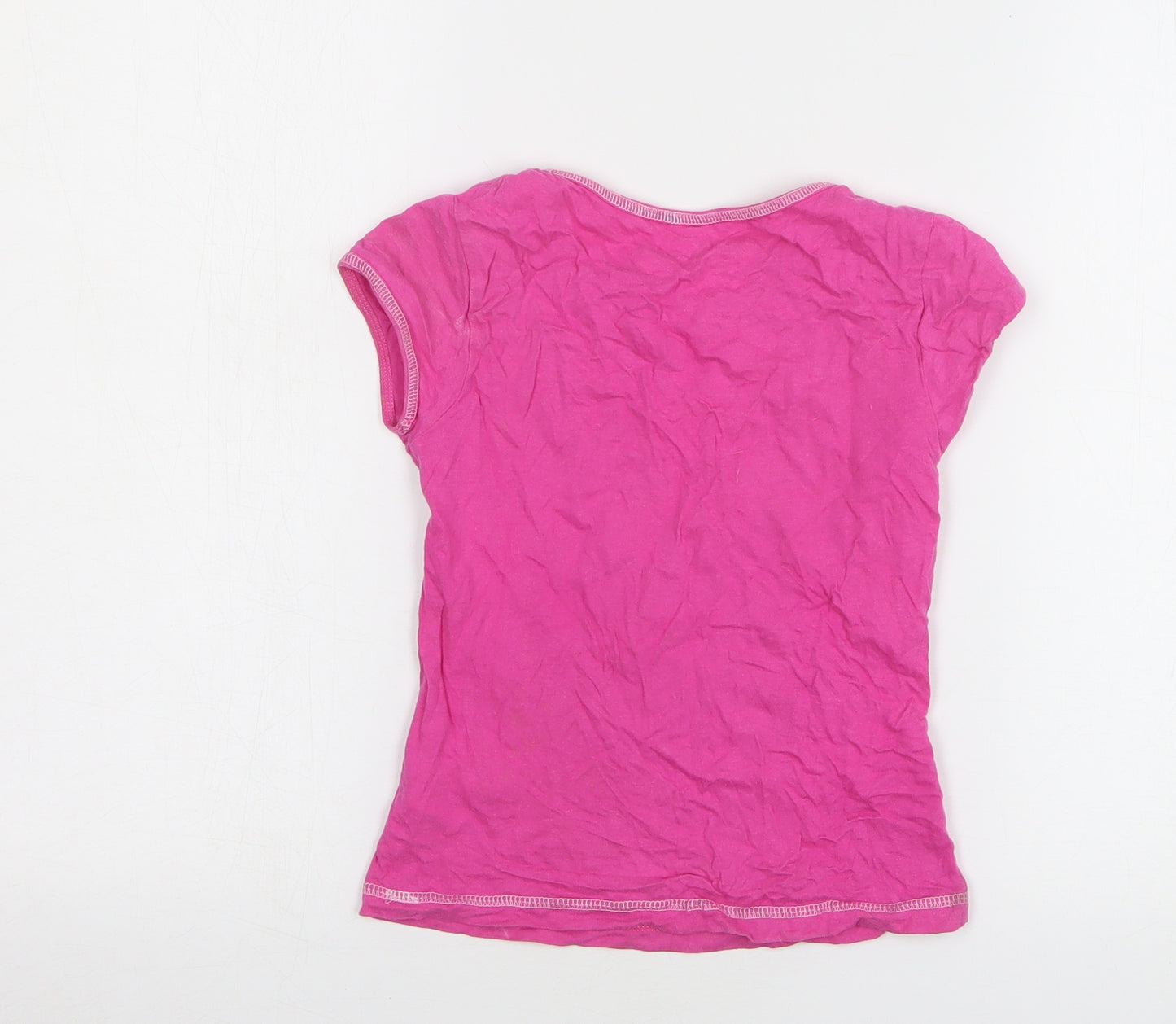 Young Dimension Girls Pink Cotton Basic T-Shirt Size 7-8 Years Round Neck