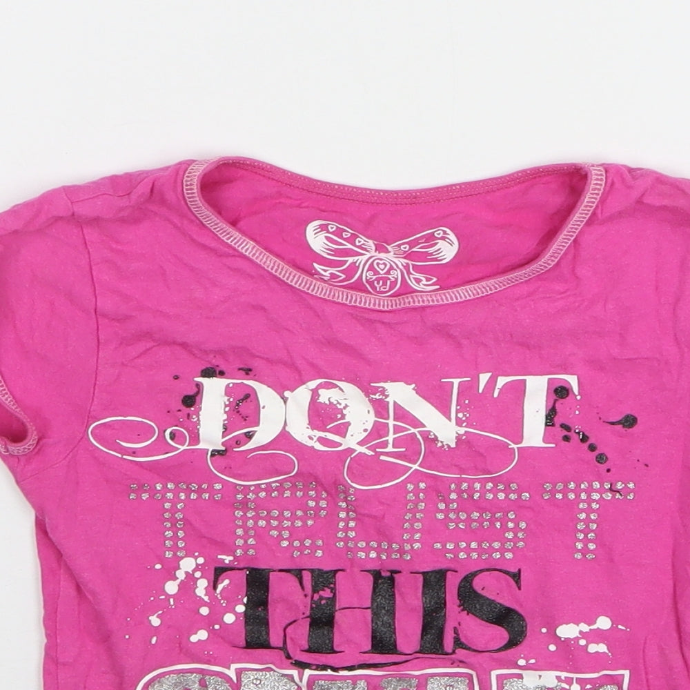 Young Dimension Girls Pink Cotton Basic T-Shirt Size 7-8 Years Round Neck