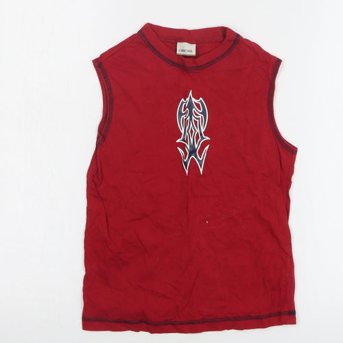 Cherokee Boys Red Geometric Cotton Basic Tank Size 5-6 Years Round Neck
