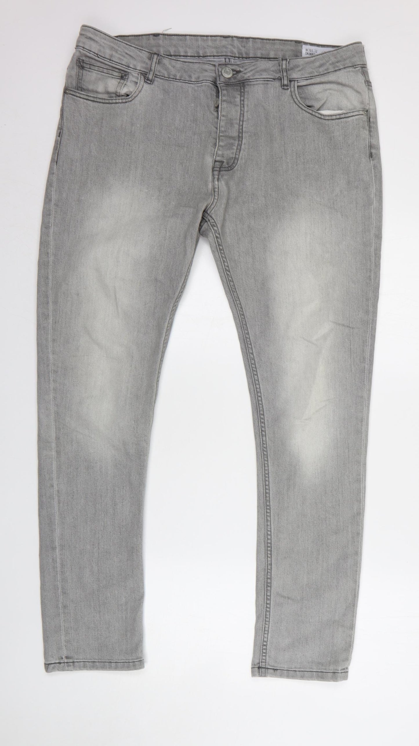 Denim & Co. Mens Grey Cotton Skinny Jeans Size 38 L32 in Regular
