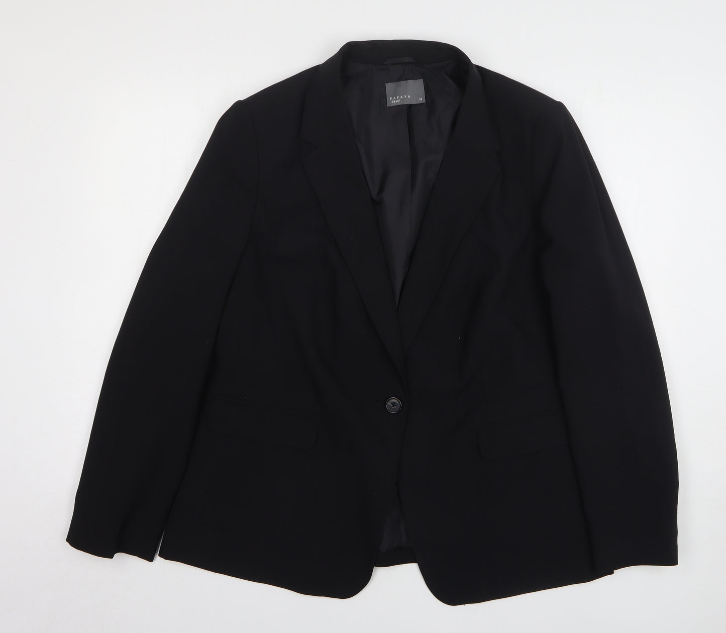 Papaya Womens Black Polyester Jacket Suit Jacket Size 20