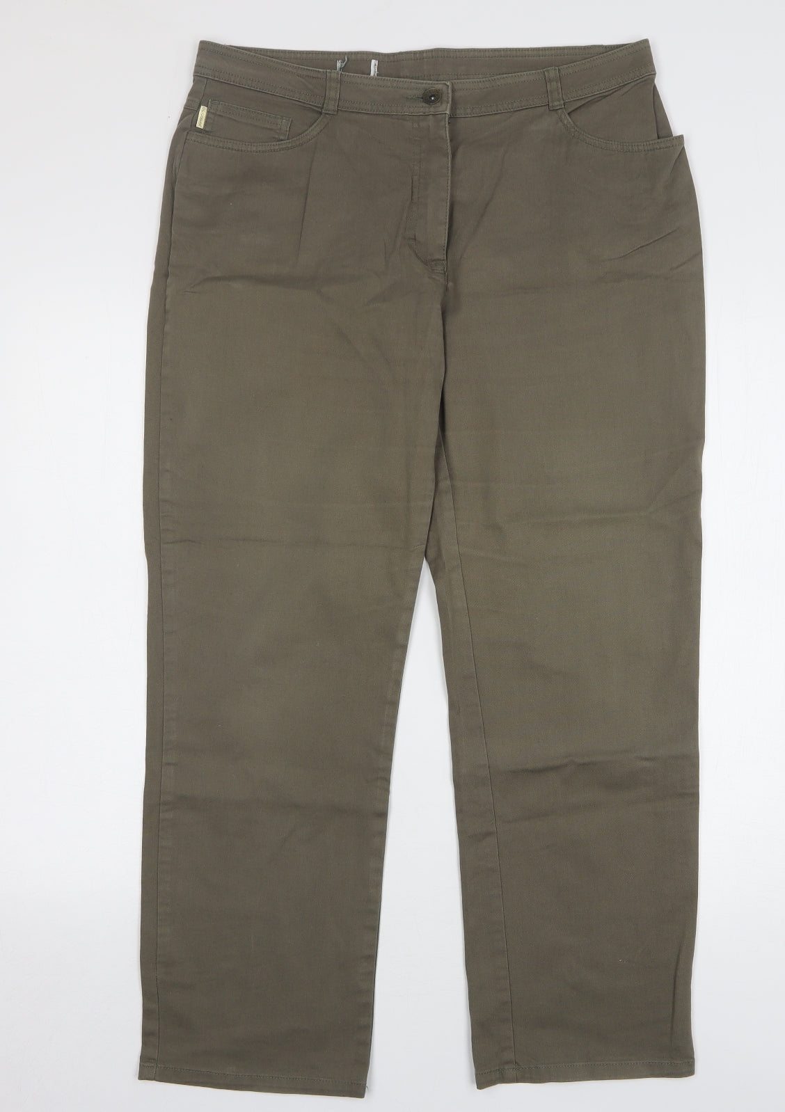 CC Casual Womens Green Cotton Straight Jeans Size 18 L28 in Regular