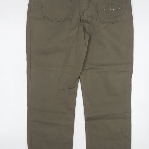 CC Casual Womens Green Cotton Straight Jeans Size 18 L28 in Regular