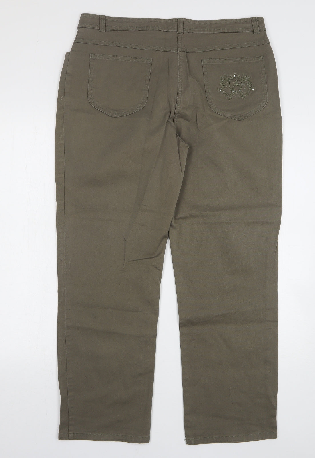 CC Casual Womens Green Cotton Straight Jeans Size 18 L28 in Regular