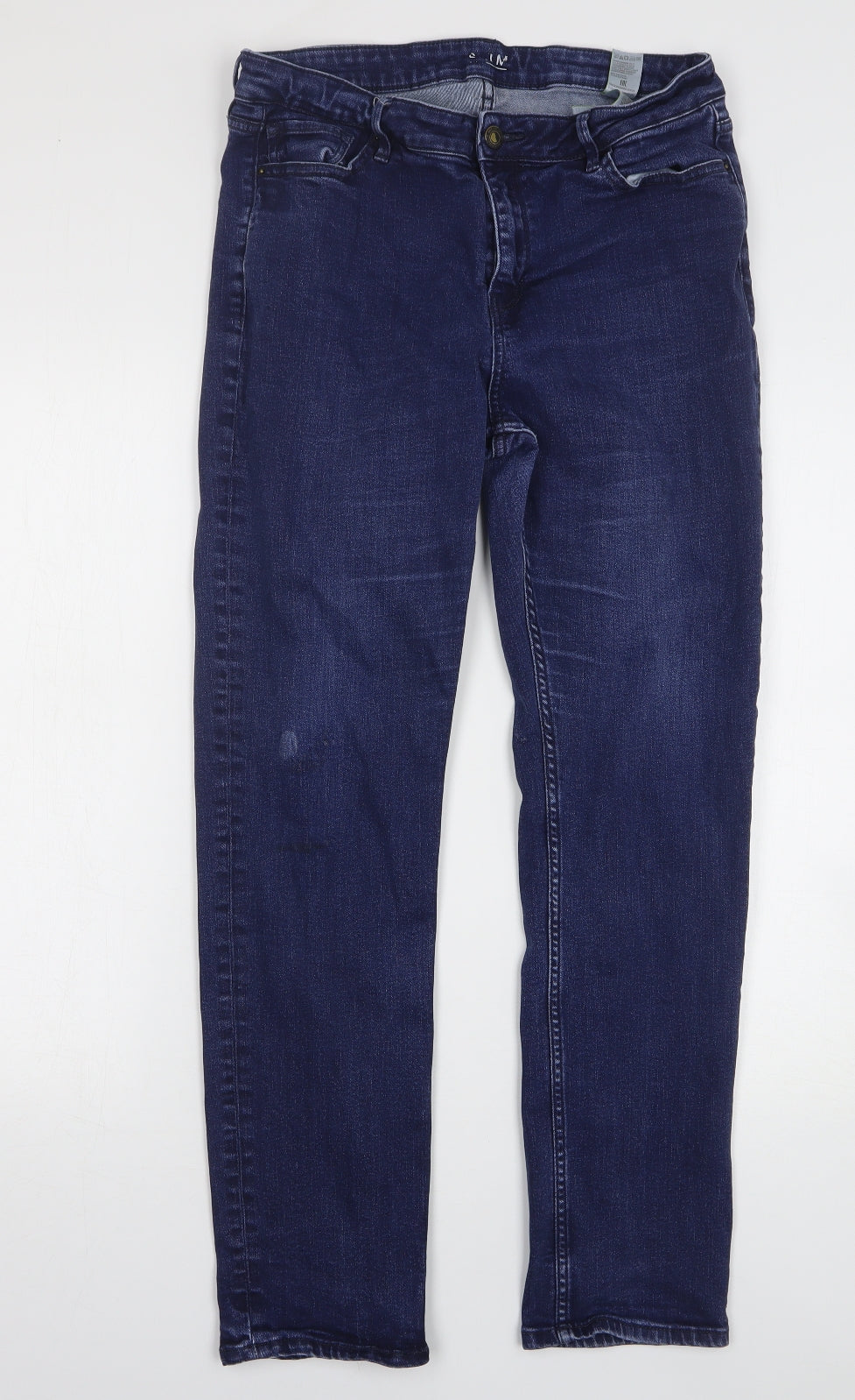 Marks and Spencer Womens Blue Cotton Straight Jeans Size 16 L29 in Slim
