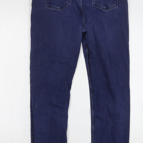 Marks and Spencer Womens Blue Cotton Straight Jeans Size 16 L29 in Slim