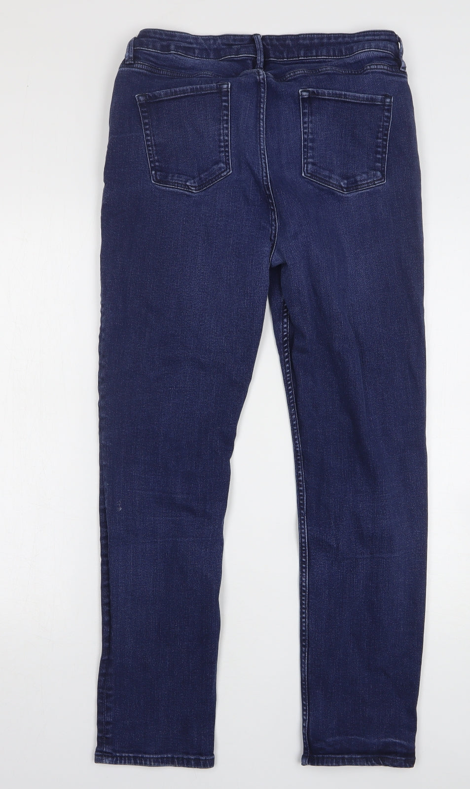 Marks and Spencer Womens Blue Cotton Straight Jeans Size 16 L29 in Slim
