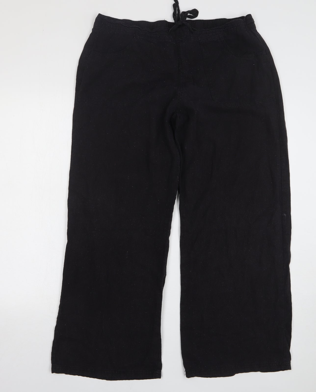 Insignia Womens Black Linen Chino Trousers Size 18 L28 in Regular